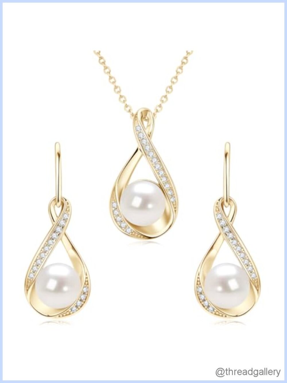 Sterling Silver Pearl Jewelry Set Moissanite Earrings Necklace Women